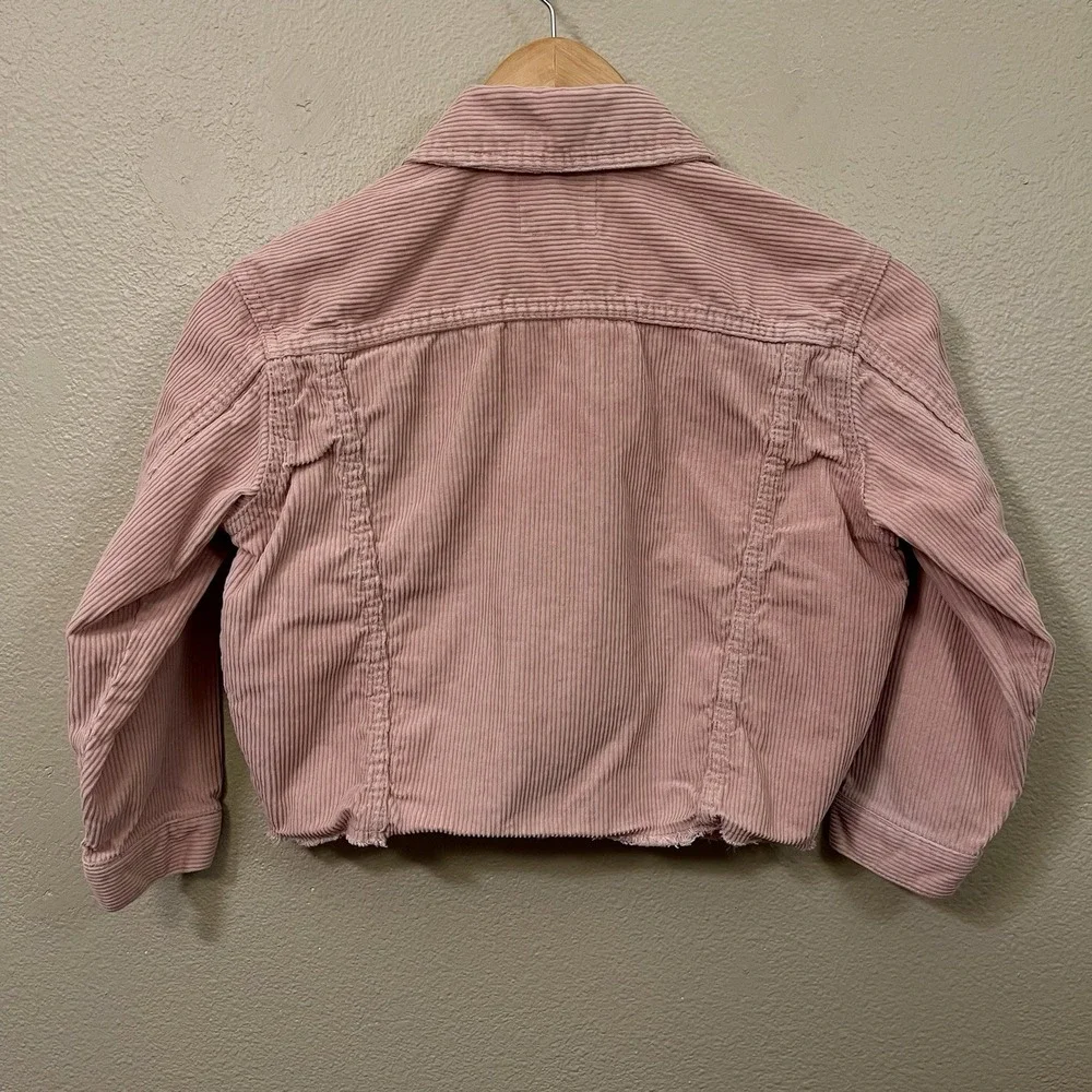 Oshkosh B'Gosh‎ Pink Corduroy Jacket Oversized Cropped Snap Closure Kid's Size 8